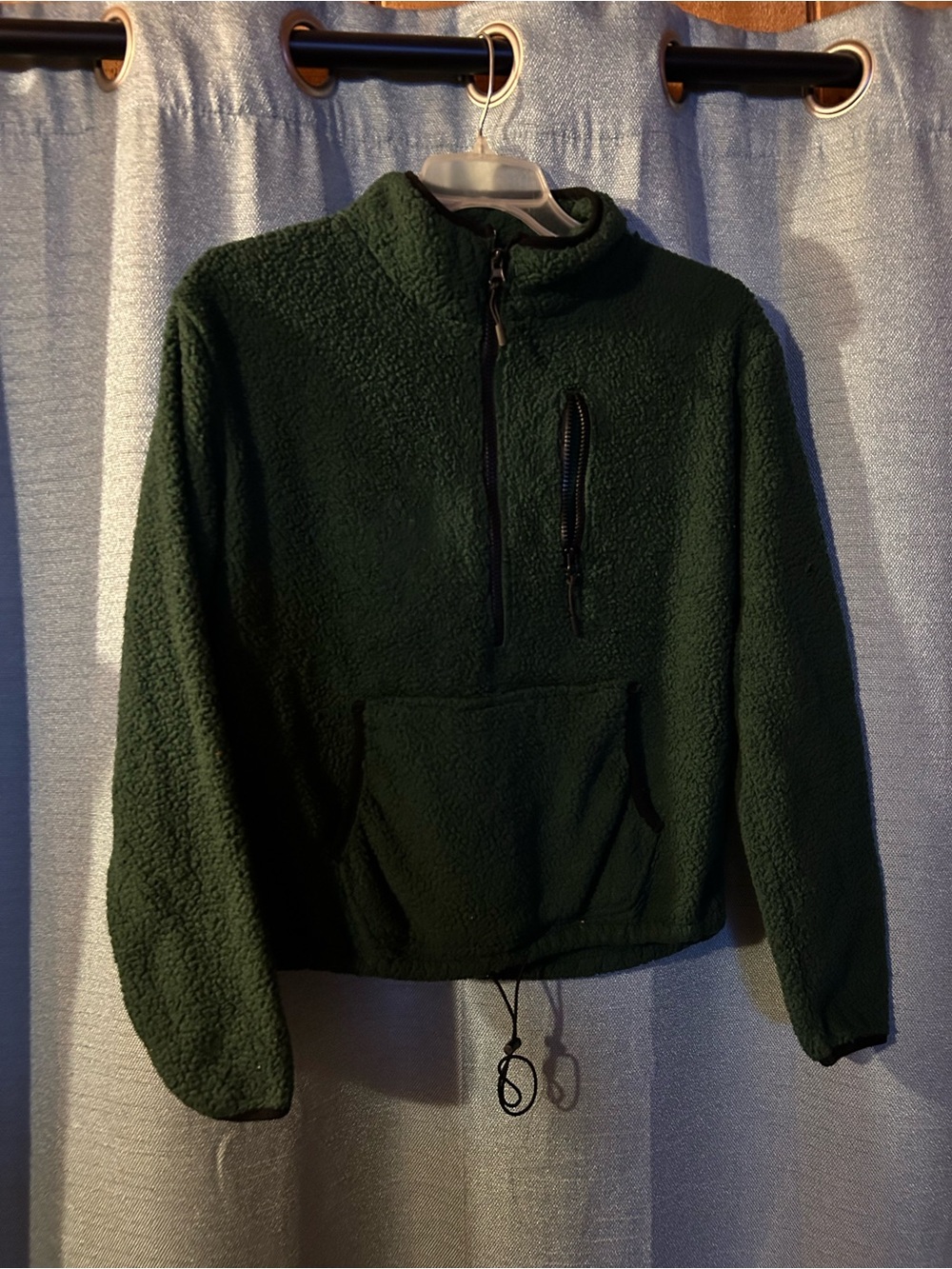 No Boundaries Dark Green Sherpa Half-Zip Teddy Jacket